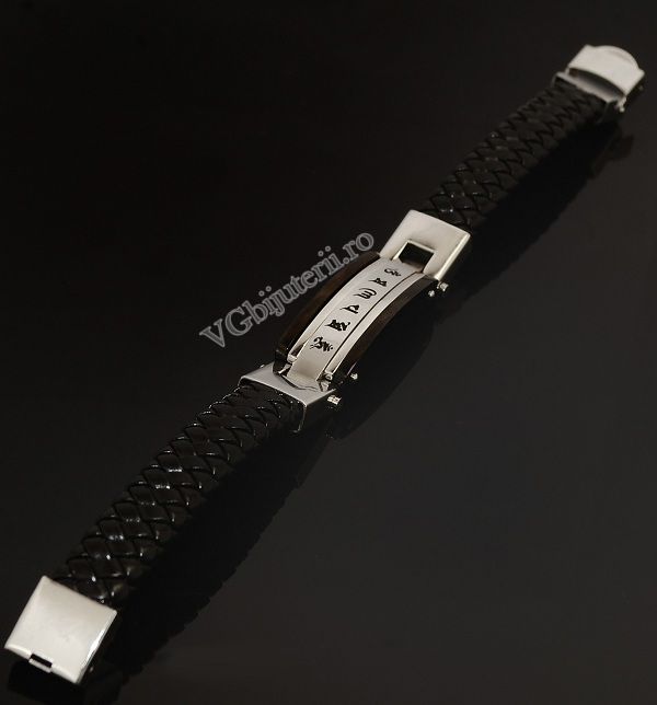 Bratara Solida Piele -CHINESE LETTERS- Inox 1956