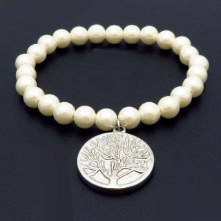 Bratara cu perle albe -Copacul Vietii-argintiu 1851H